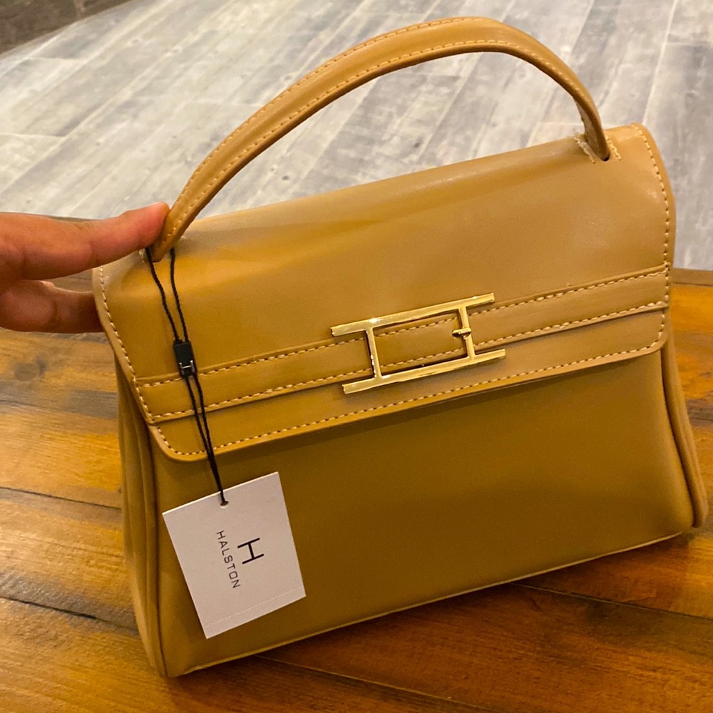 Halston purse, color light tan, new w/tags.